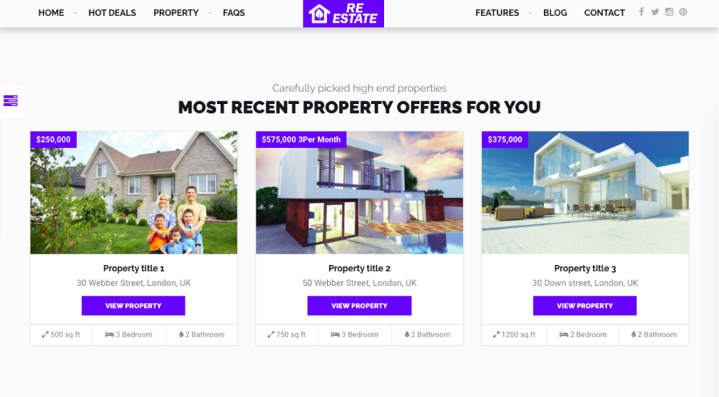 página web corredor inmobiliario